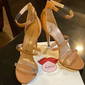 Never Worn Tamara Mellon Frontline Beige Leather Heels Shoes Size 40